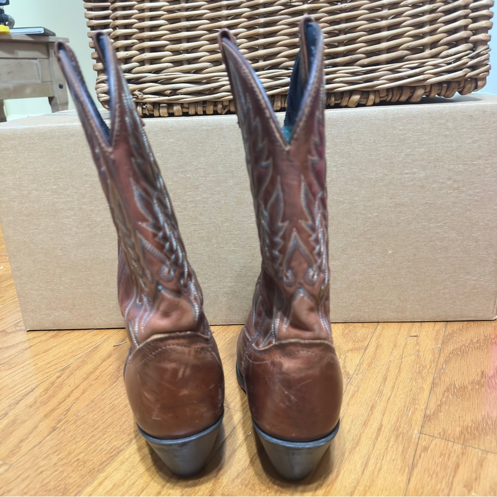Women's Brown Embroidered Leather Western Cowboy Boots Sz 9 - Picture 7 of 12